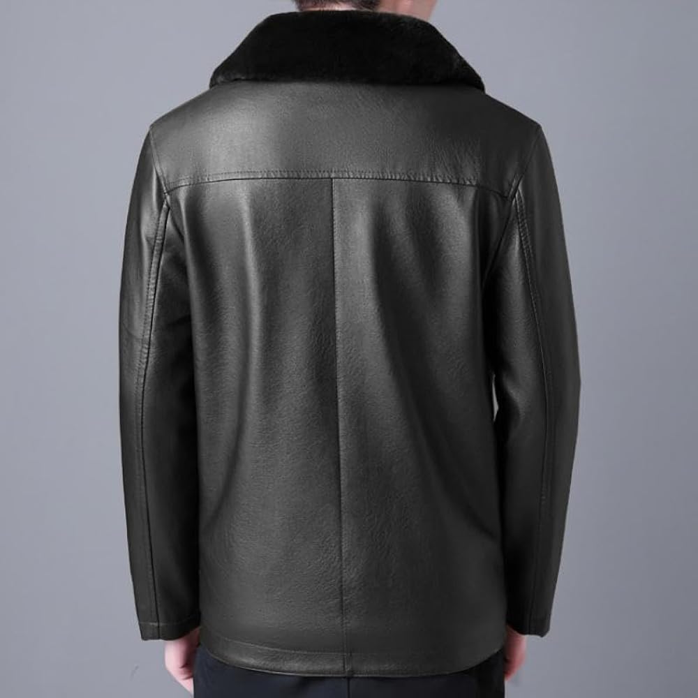 Jacket Business Warm Fur Lapel Fur Integrated Fleece-lined Thickened Leather Coat